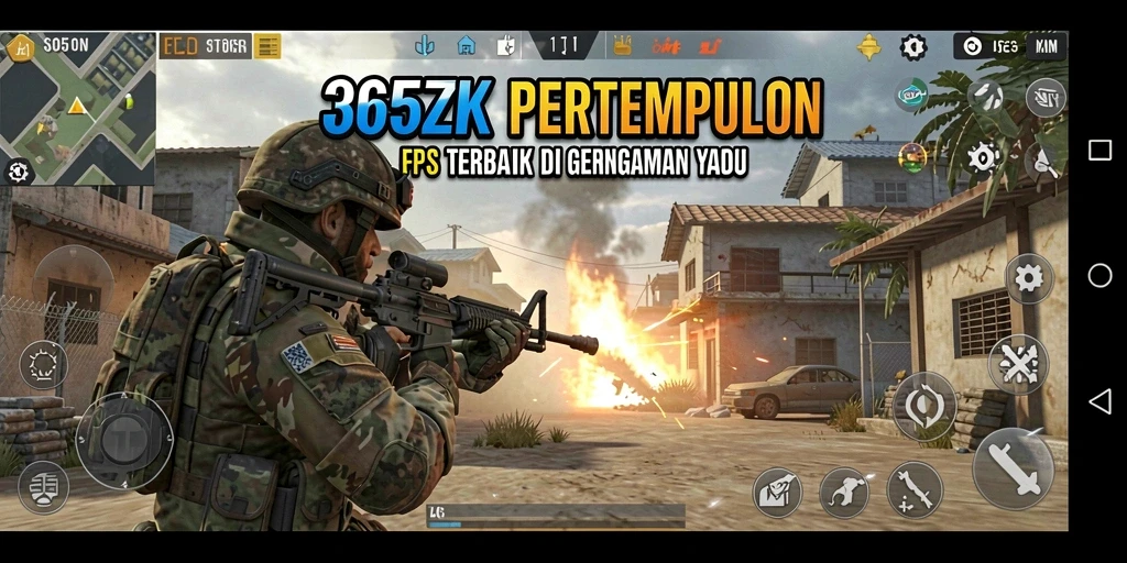 Screenshot gameplay menampilkan aksi intens dalam pertempuran FPS.