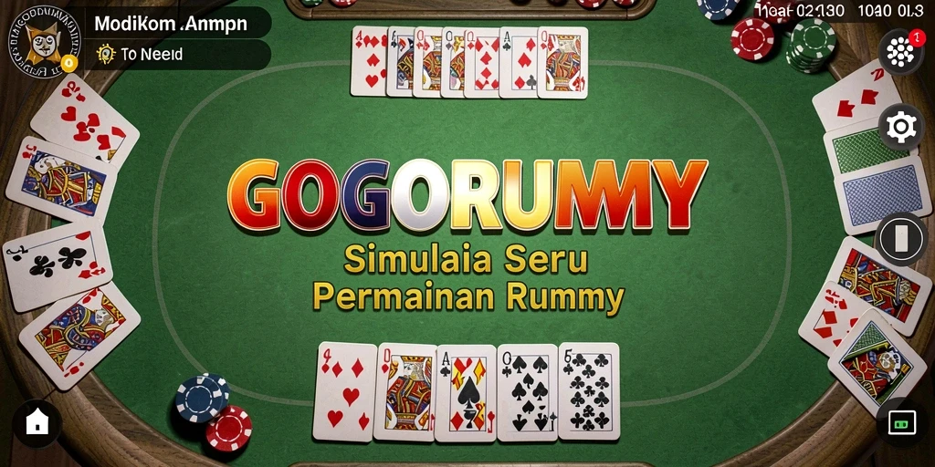 Screenshot utama GOGORUMMY menampilkan gameplay Rummy yang menarik.