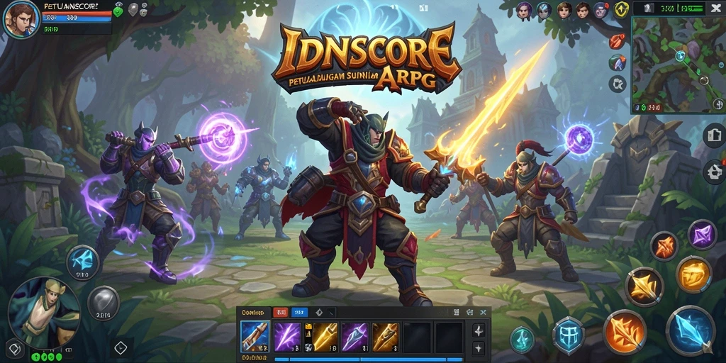 Tampilan screenshot IDNSCORE menampilkan aksi seru dalam pertempuran ARPG.