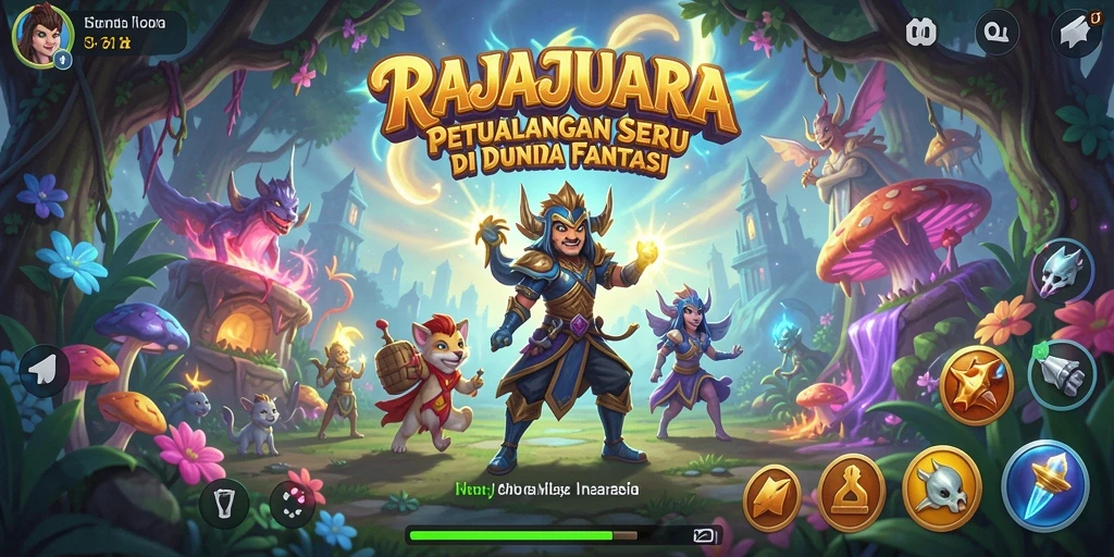 Screenshot menunjukkan karakter utama beraksi di lingkungan fantasi yang kaya.