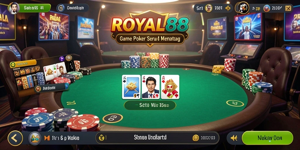 Tampilan gameplay Poker yang menegangkan di ROYAL88.