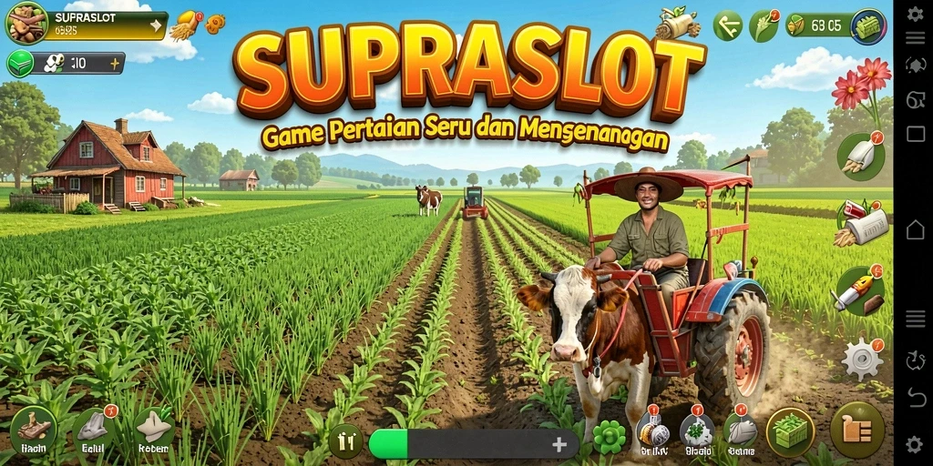 Tampilan gameplay SUPRASLOT yang memukau saat bertani.